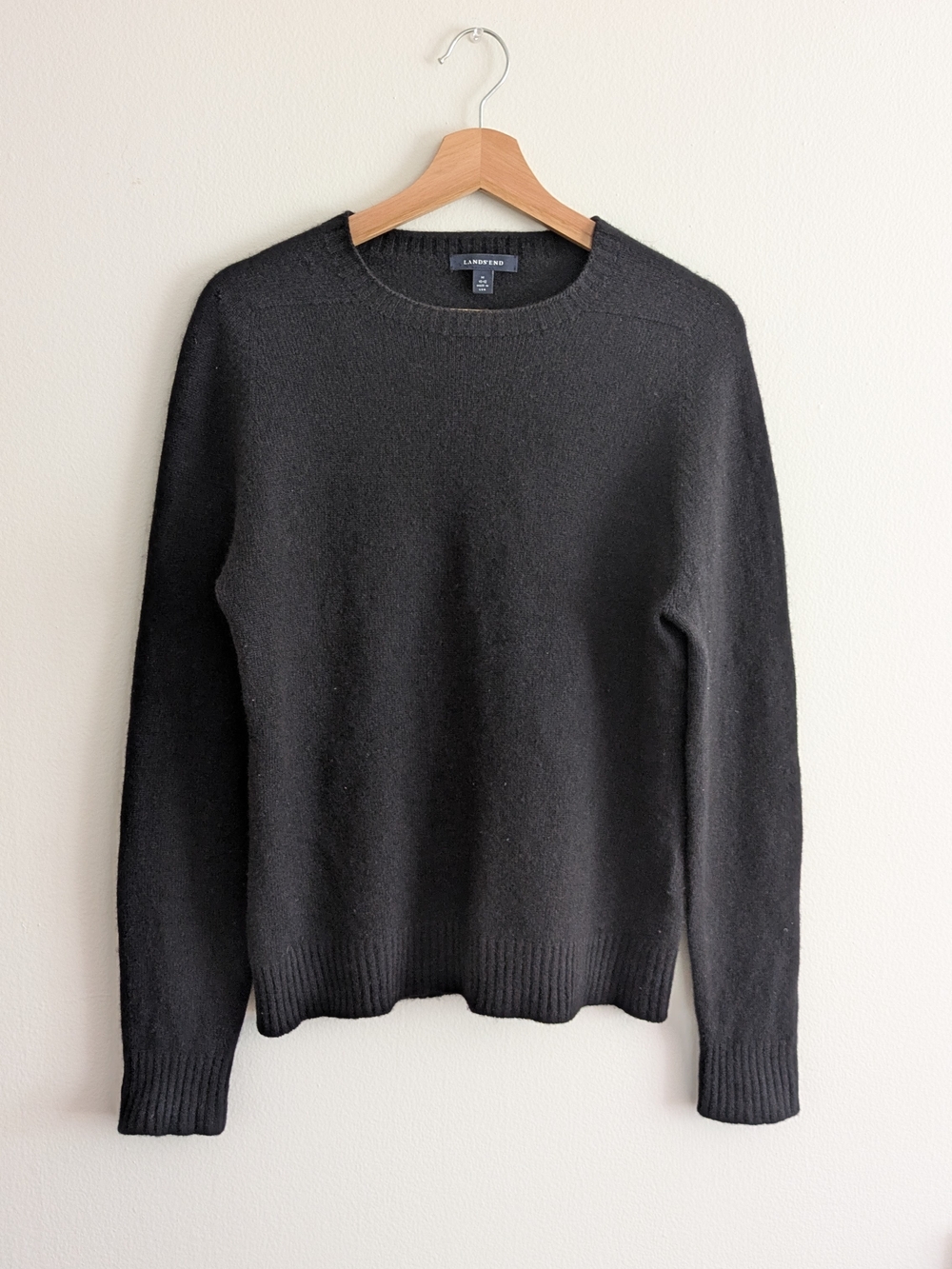 Lands' End Men's Black Crewneck Knit Sweater